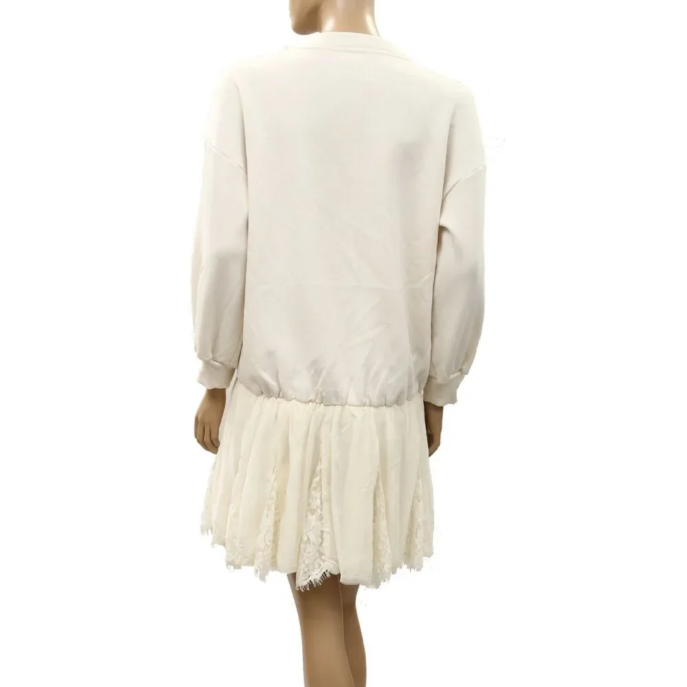 By Anthropologie Pilcro Sweatshirt Twofer Mini Dress Oversized Trendy XS 288458